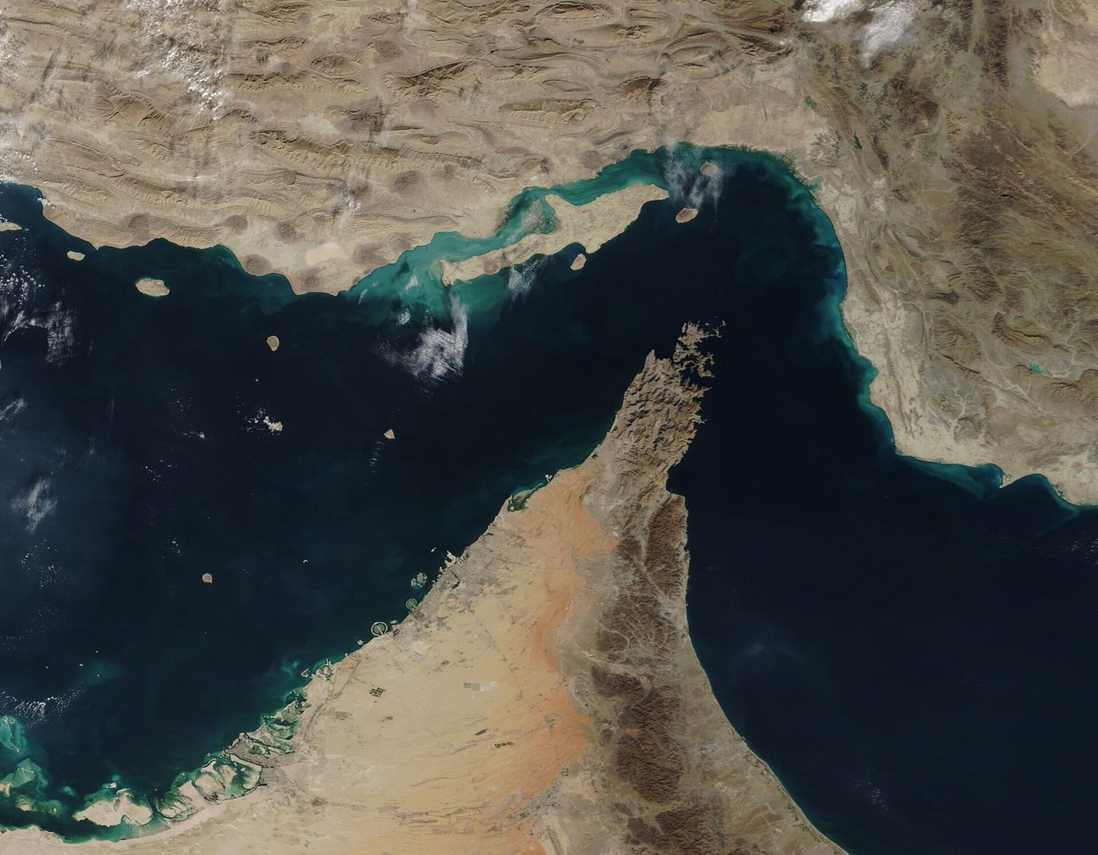NASA MODIS satellite view of the Strait of Hormuz