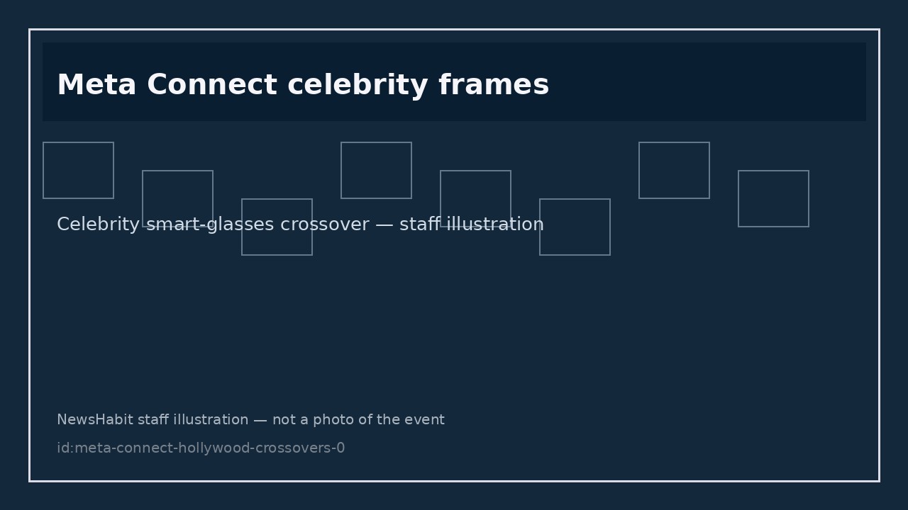 Meta Connect celebrity frames. Celebrity smart-glasses crossover — staff illustration