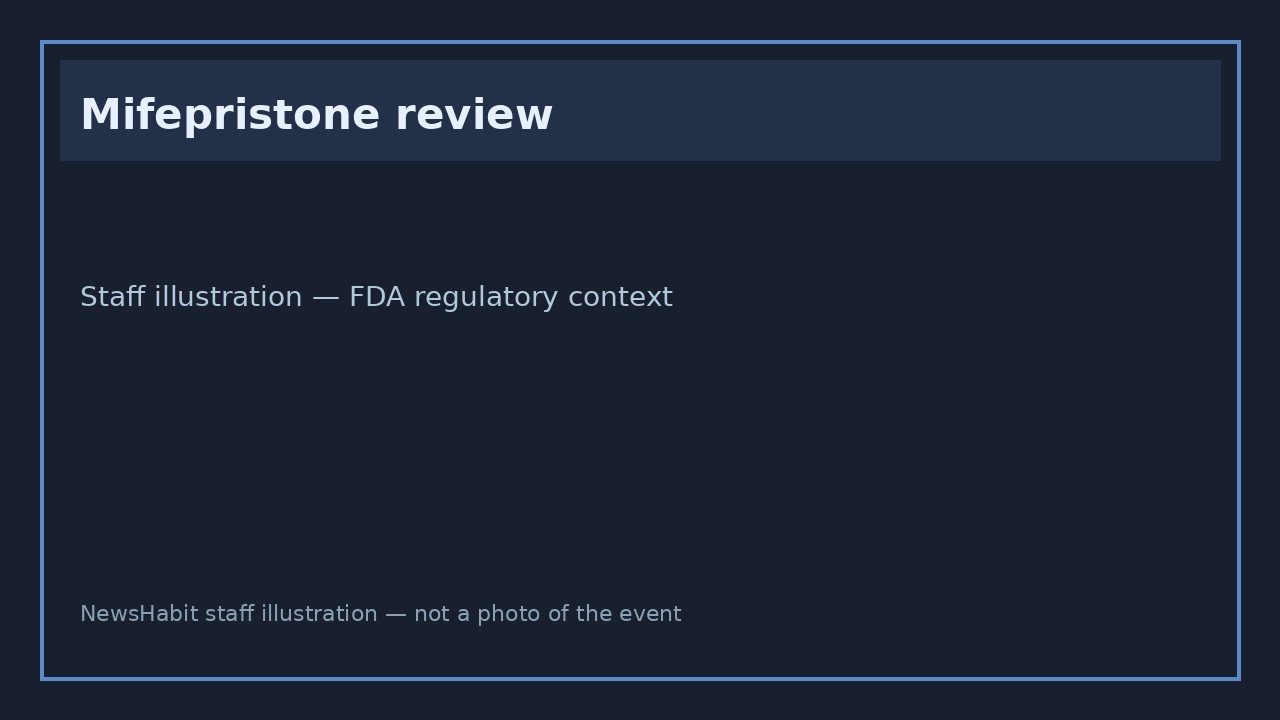 Mifepristone review. Staff illustration — FDA regulatory context