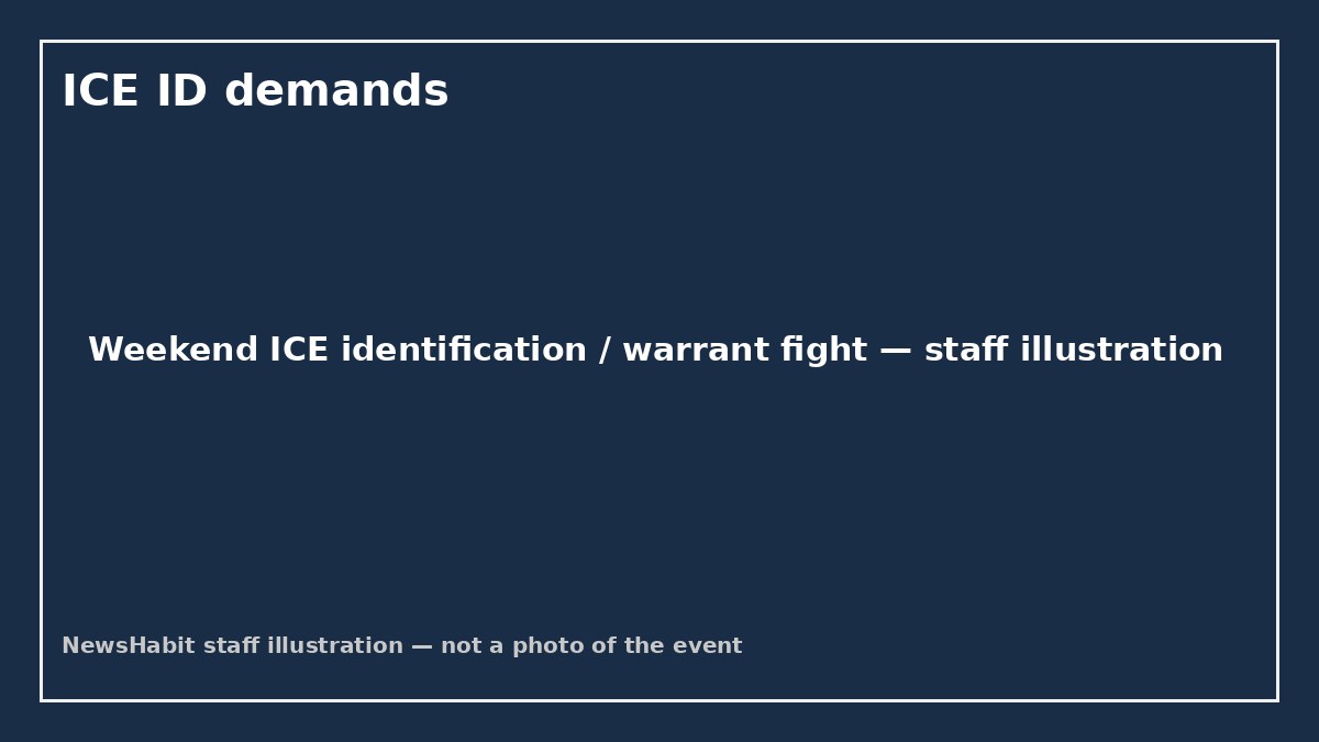 Weekend ICE identification and warrant-demand fight — staff illustration