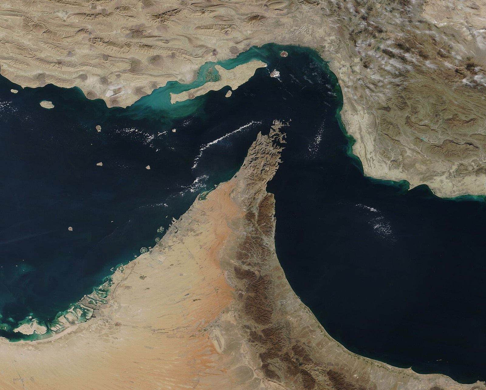 Satellite view of the Strait of Hormuz