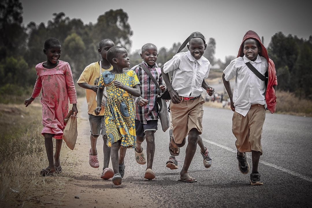 School children outside a school