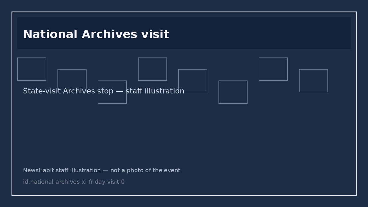 National Archives visit. State-visit Archives stop — staff illustration