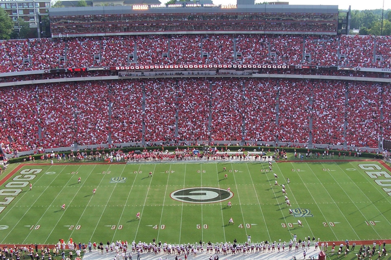 Kickoff at Sanford Stadium in Athens during a Georgia football game