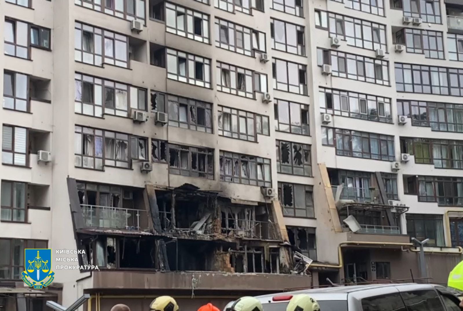 Destructions in Kyiv after Russian attack