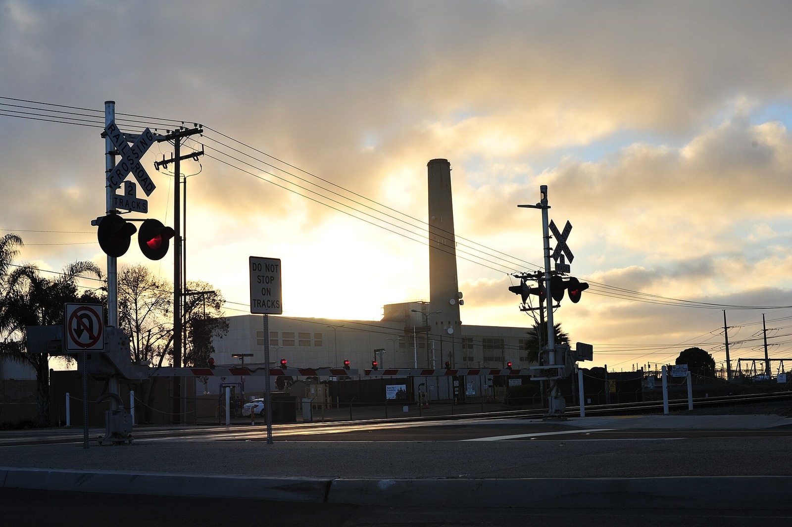 Encina power plant with industrial stacks representing carbon emissions