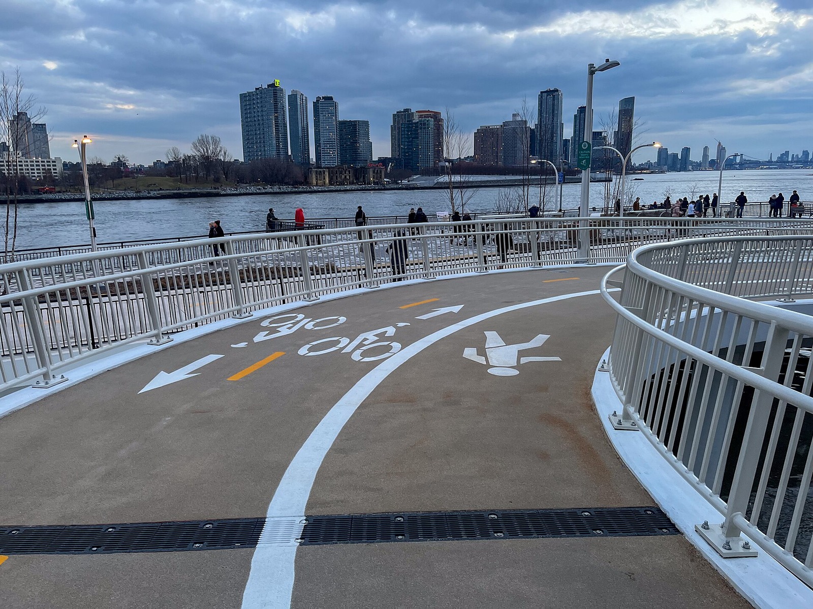 Bicycle lane and pedestrian lane on a New York City street