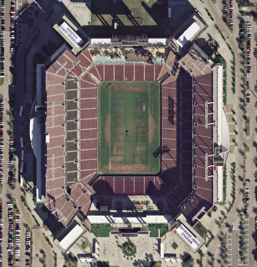 Aerial view of Raymond James Stadium in Tampa Florida