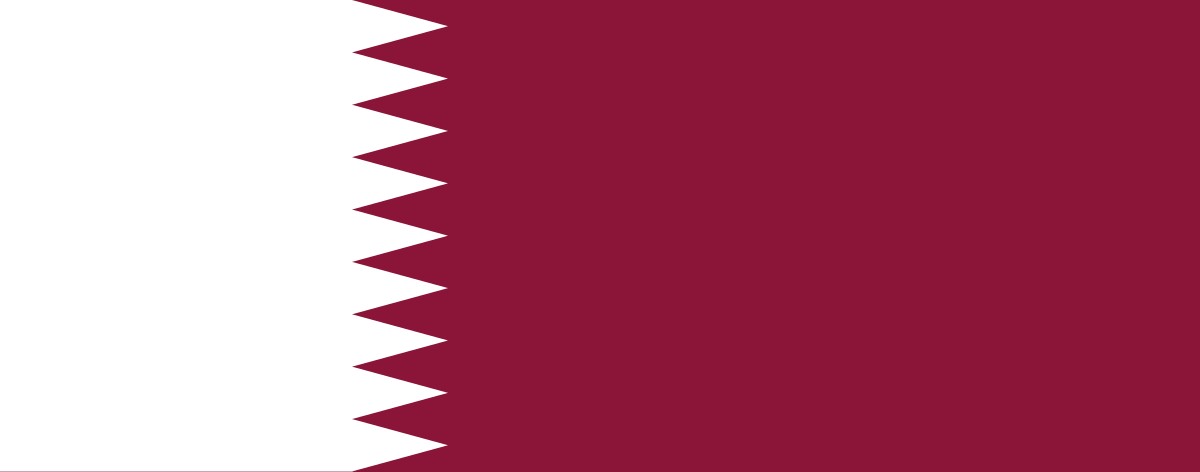 National flag of Qatar (white hoist and maroon fly with nine-point serrated edge)