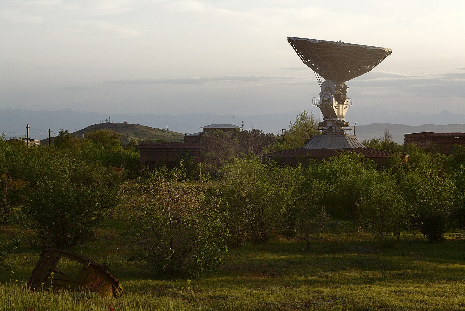 Radio telescope dish array used for satellite communications research