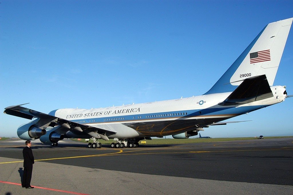 Air Force One on an airport tarmac