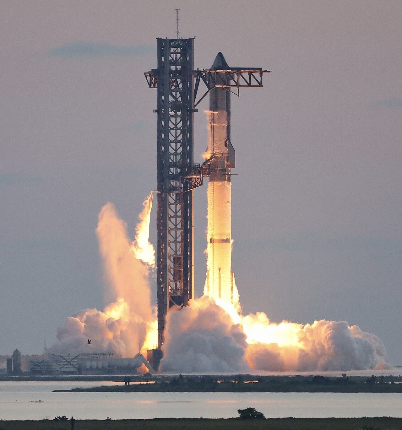Rocket engine test firing