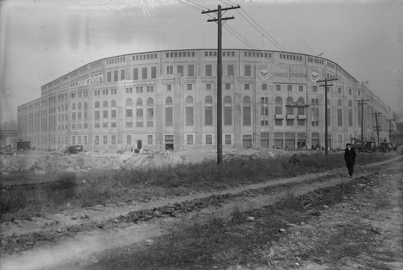 Historic exterior view of Yankee Stadium, home of the New York Yankees (archival photograph)
