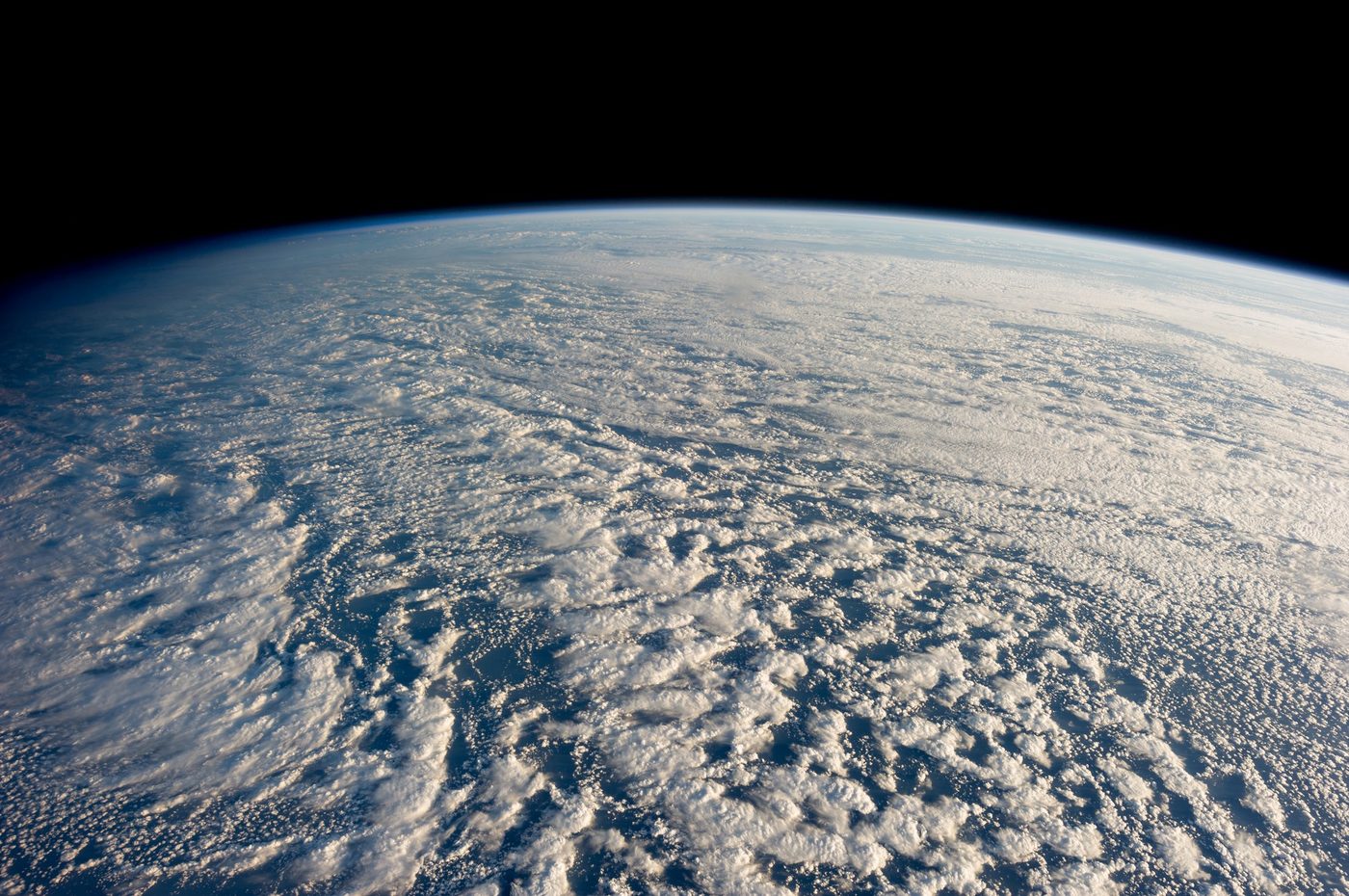 Earth from space with blue atmosphere