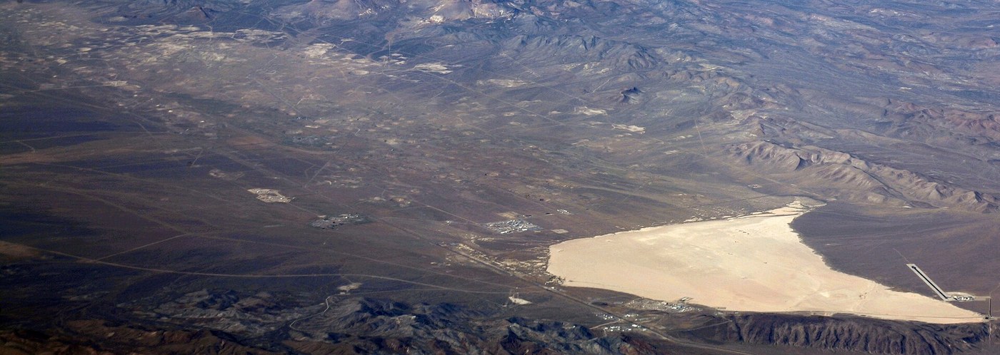 Yucca Flat desert landscape at the Nevada Test Site / National Security Site