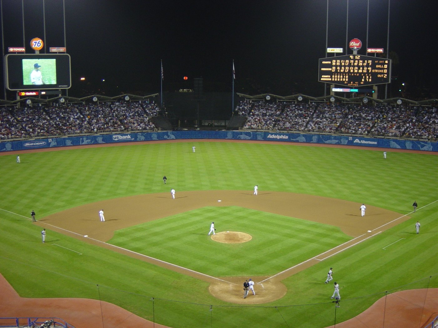 Dodger Stadium at night