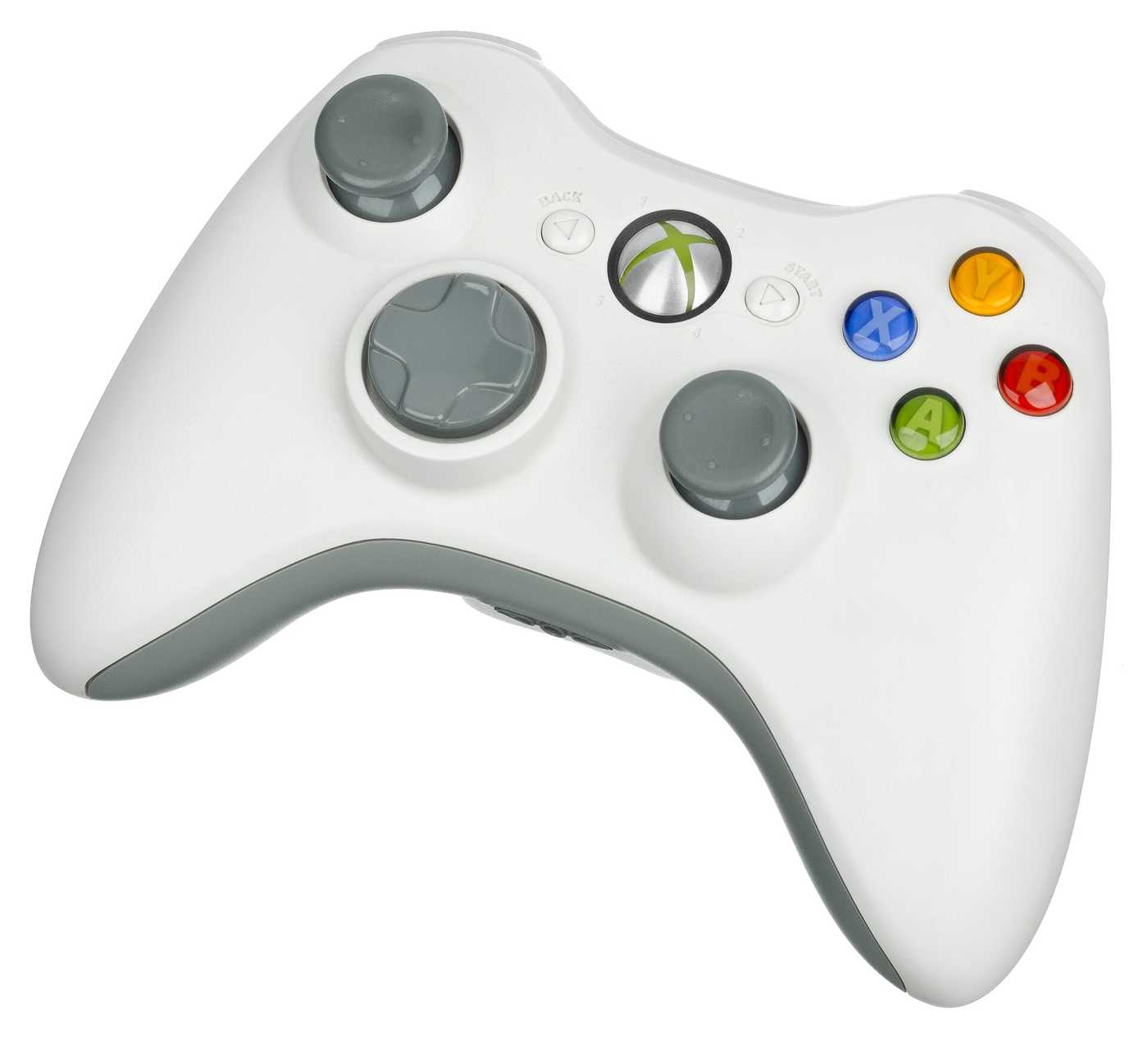 White Xbox 360 wireless game controller