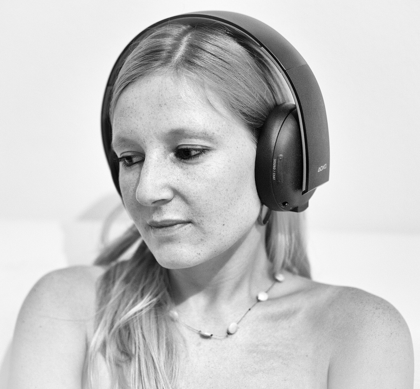 Person listening to music with headphones