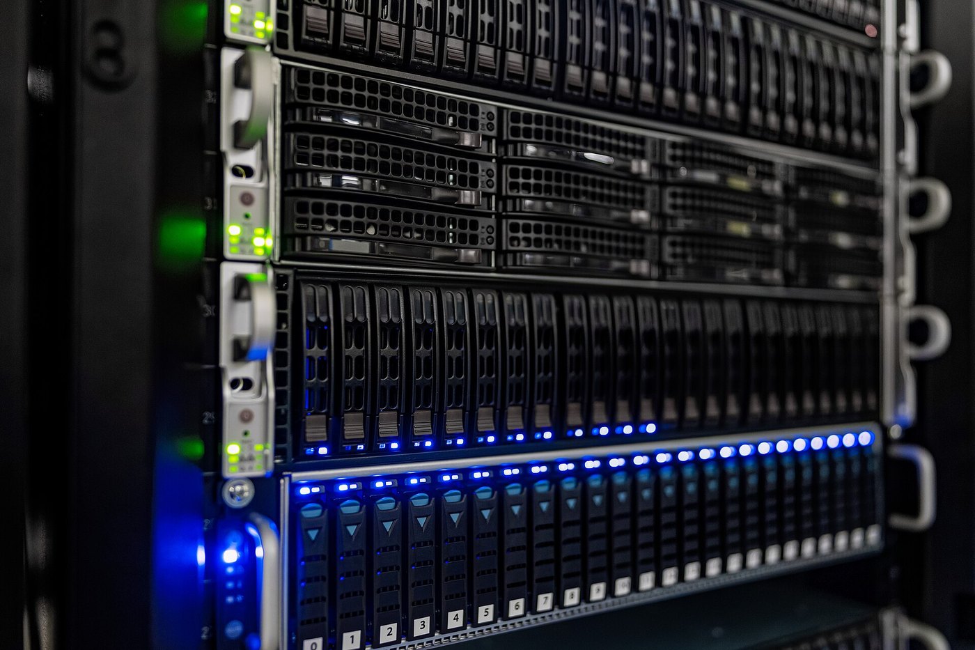 Server racks in a data-center hall