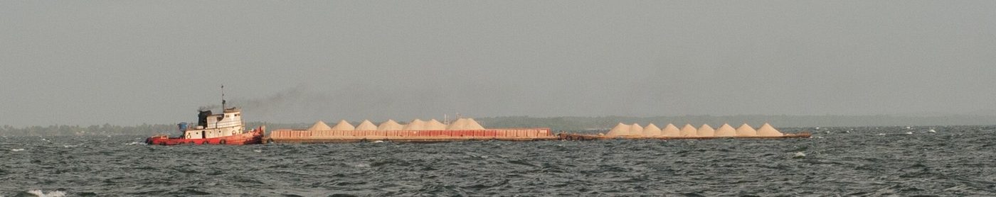 Cargo ship in the Red Sea near Bab al-Mandeb