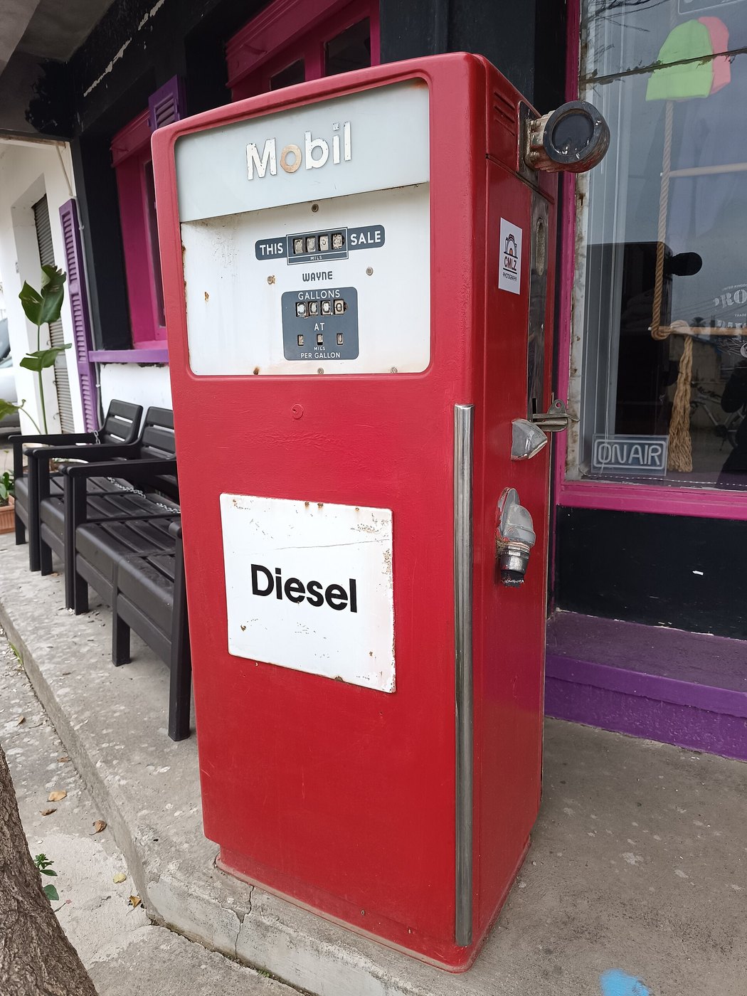 Old diesel fuel pump at a roadside station
