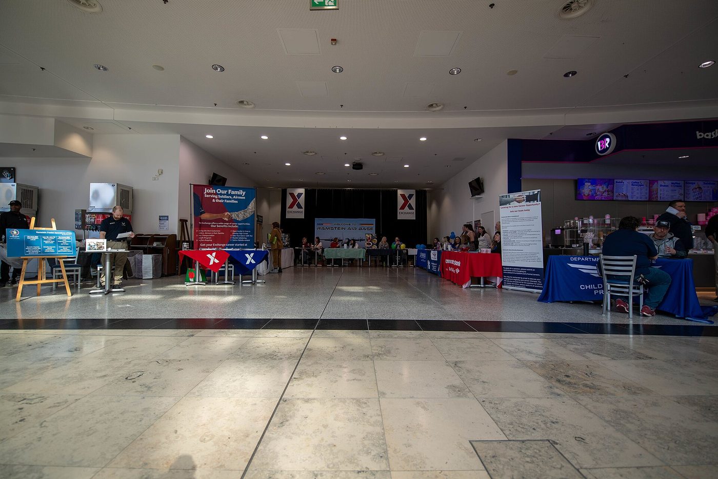 Job fair where employers meet applicants