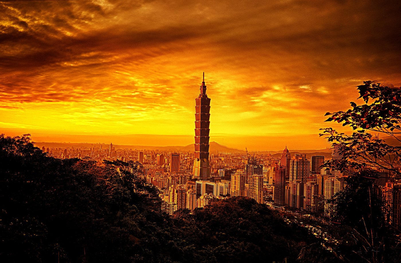 Taipei skyline at dusk
