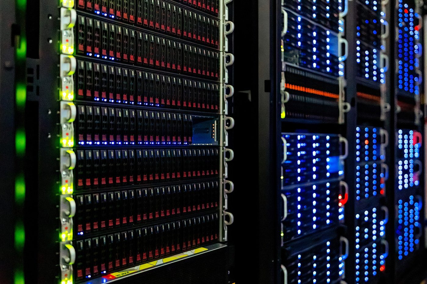 Server racks inside a data-center machine room
