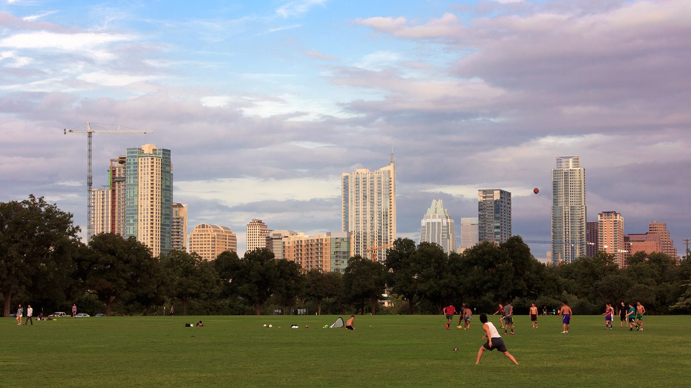 The Austin, Texas, skyline seen from Zilker Metropolitan Park