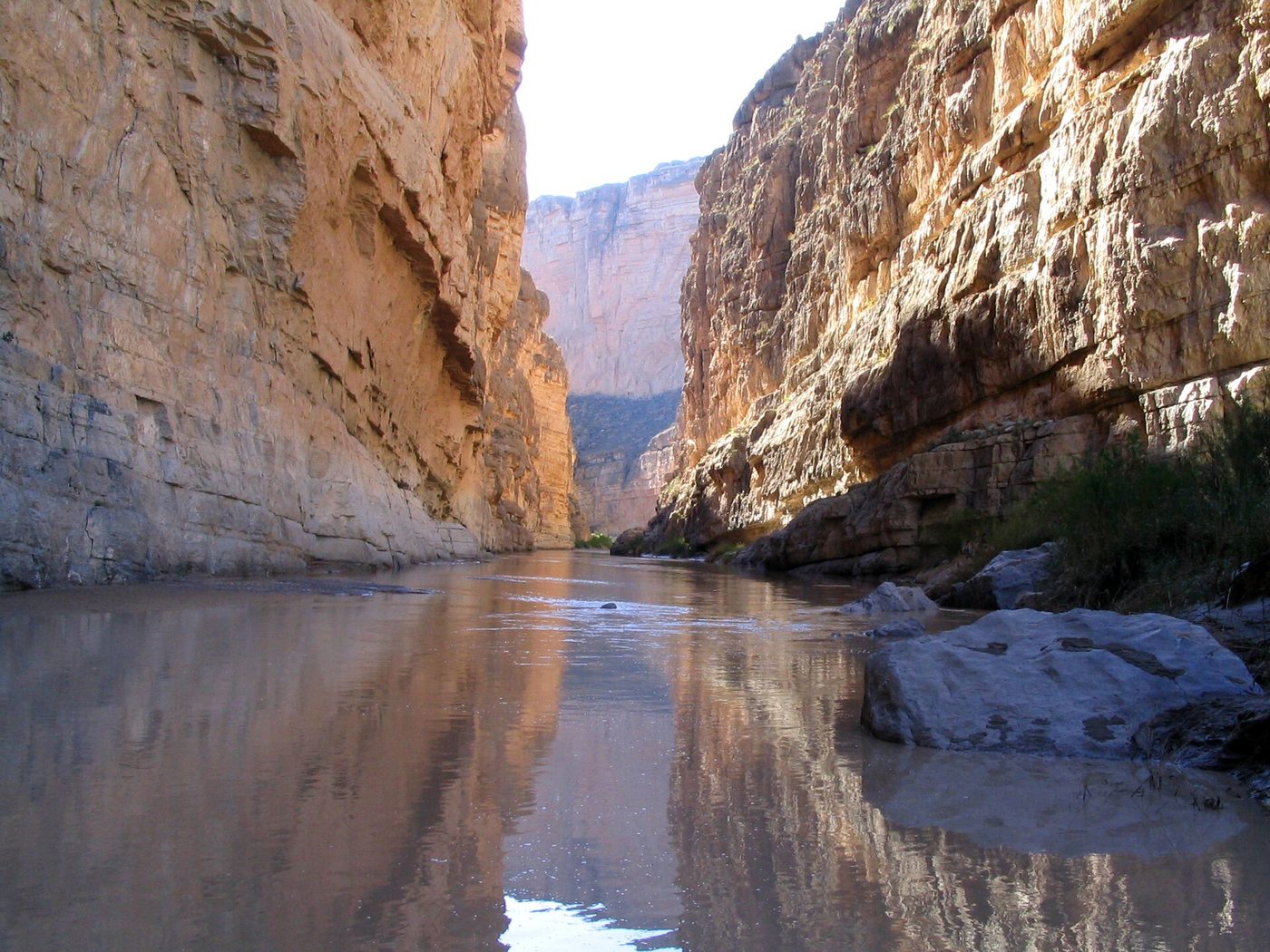 The Rio Grande runs through Santa Elena Canyon in Big Bend National Park, with the United States on the left and Mexico on the right