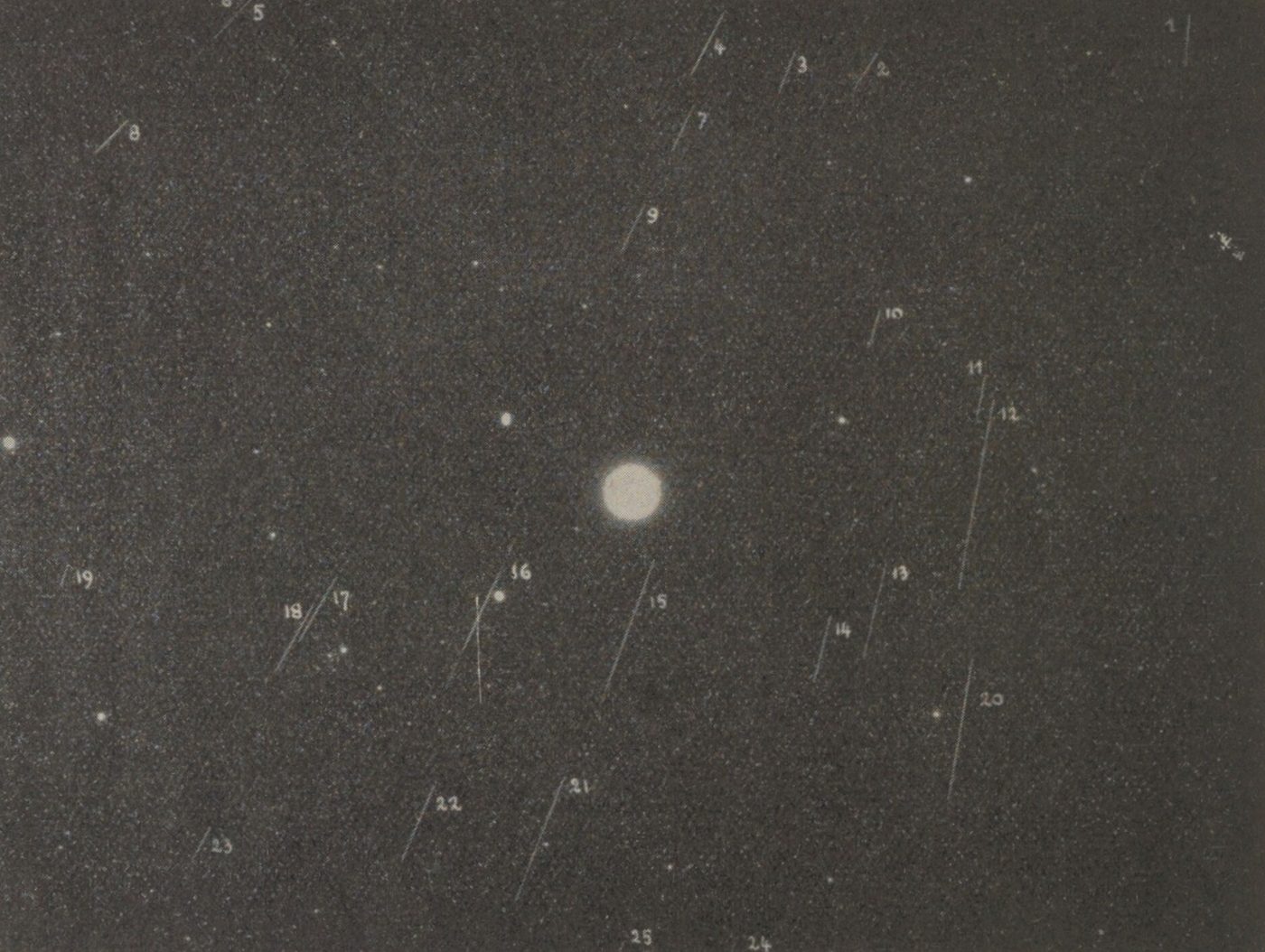 A 1933 long-exposure photograph of the Draconid meteor storm by Ferdinand Quénisset