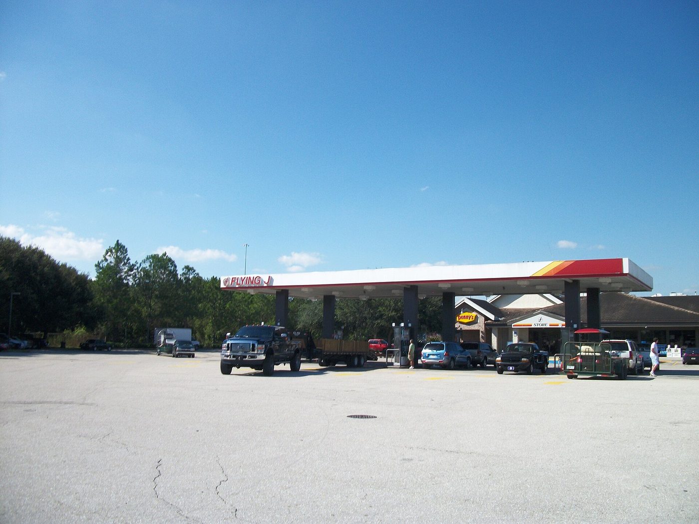 Fuel pump canopy at a Flying J travel plaza along Florida State Road 52