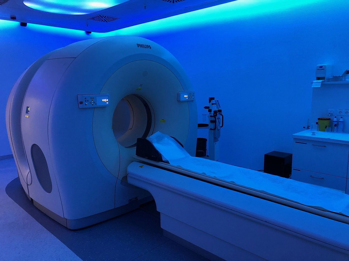 A PET-CT scanner in a hospital imaging room