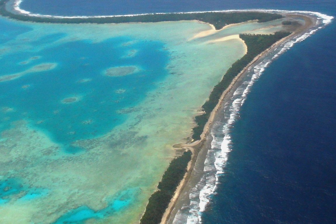 Aerial view of Funafuti, Tuvalu's capital atoll, in 2011