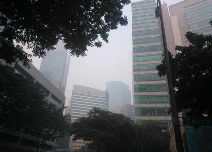 Haze over Singapore's Central Business District skyline in June 2013