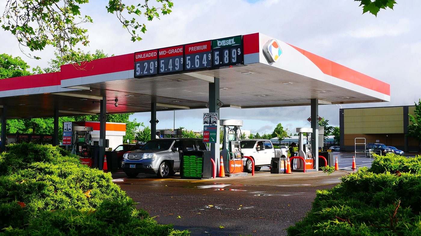 Gas prices posted at a Fred Meyer station in Eugene, Oregon, in June 2022