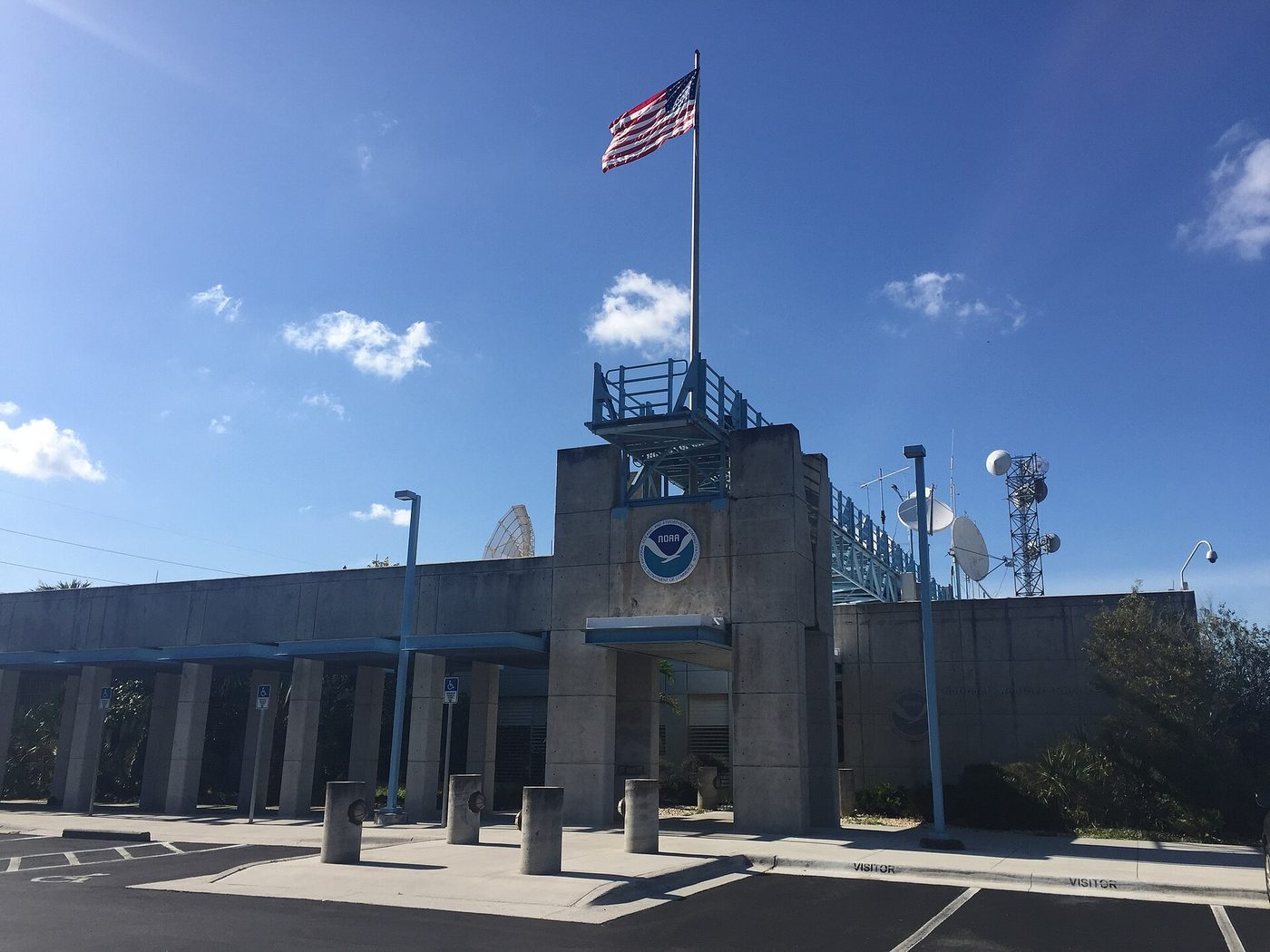 The main entrance of the National Hurricane Center in Miami, photographed in 2017