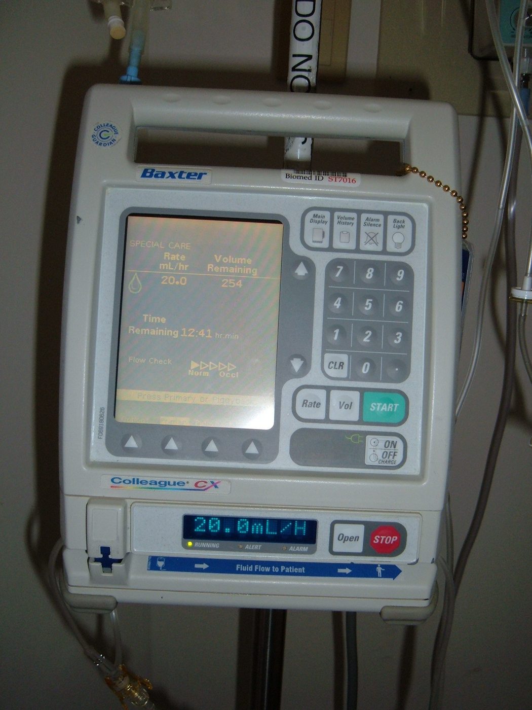 A Baxter Colleague CX infusion pump used to deliver IV drugs
