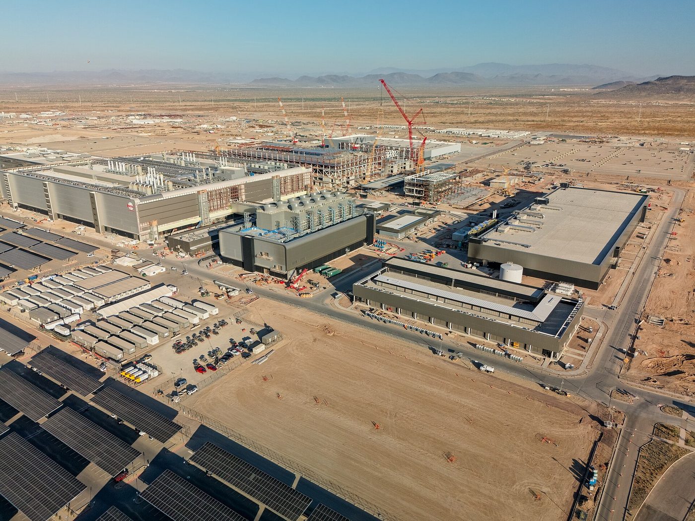 TSMC's Fab 21 chip plant under construction in Phoenix, Arizona, in November 2023