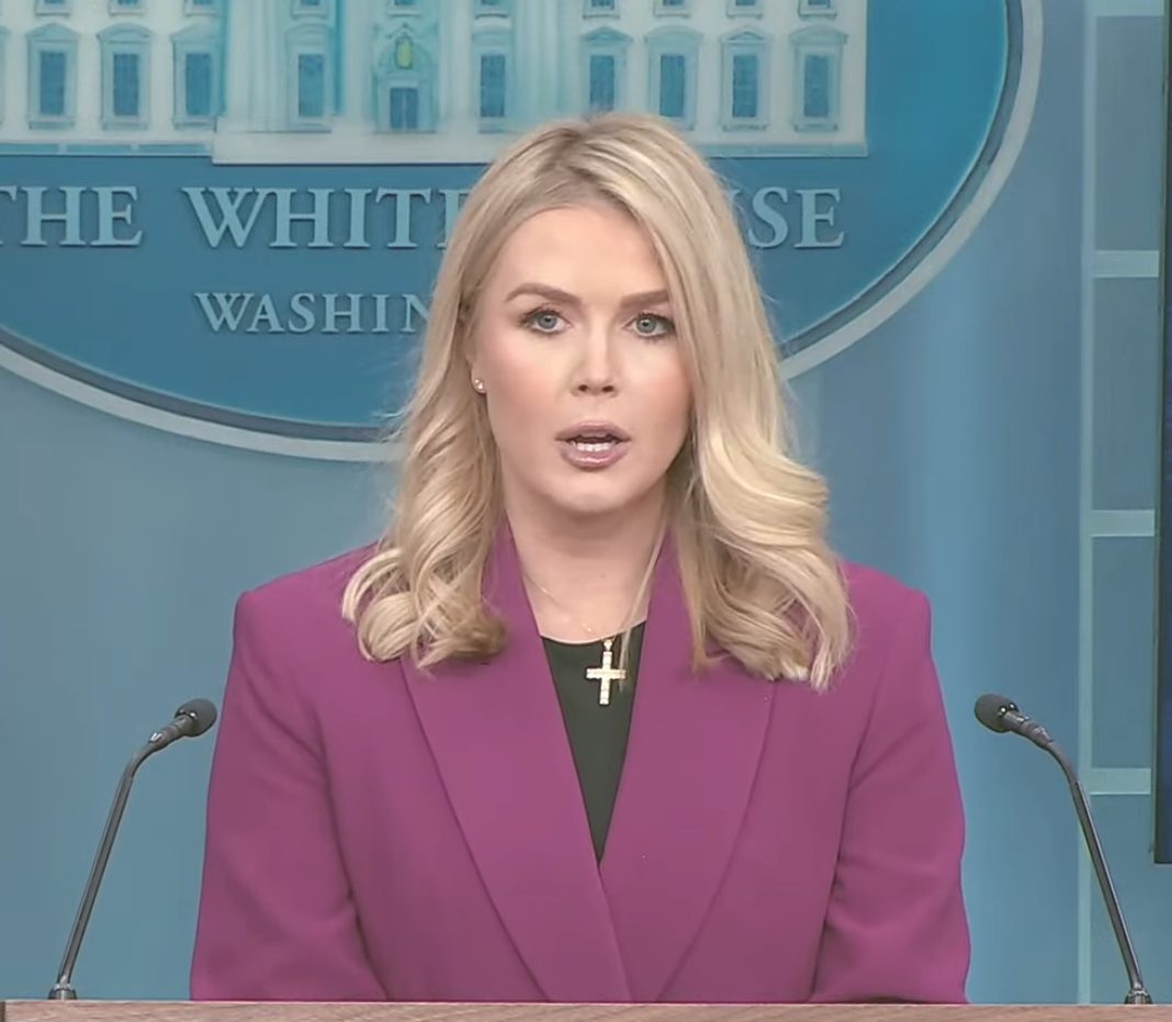 White House press secretary Karoline Leavitt at her first press briefing in January 2025