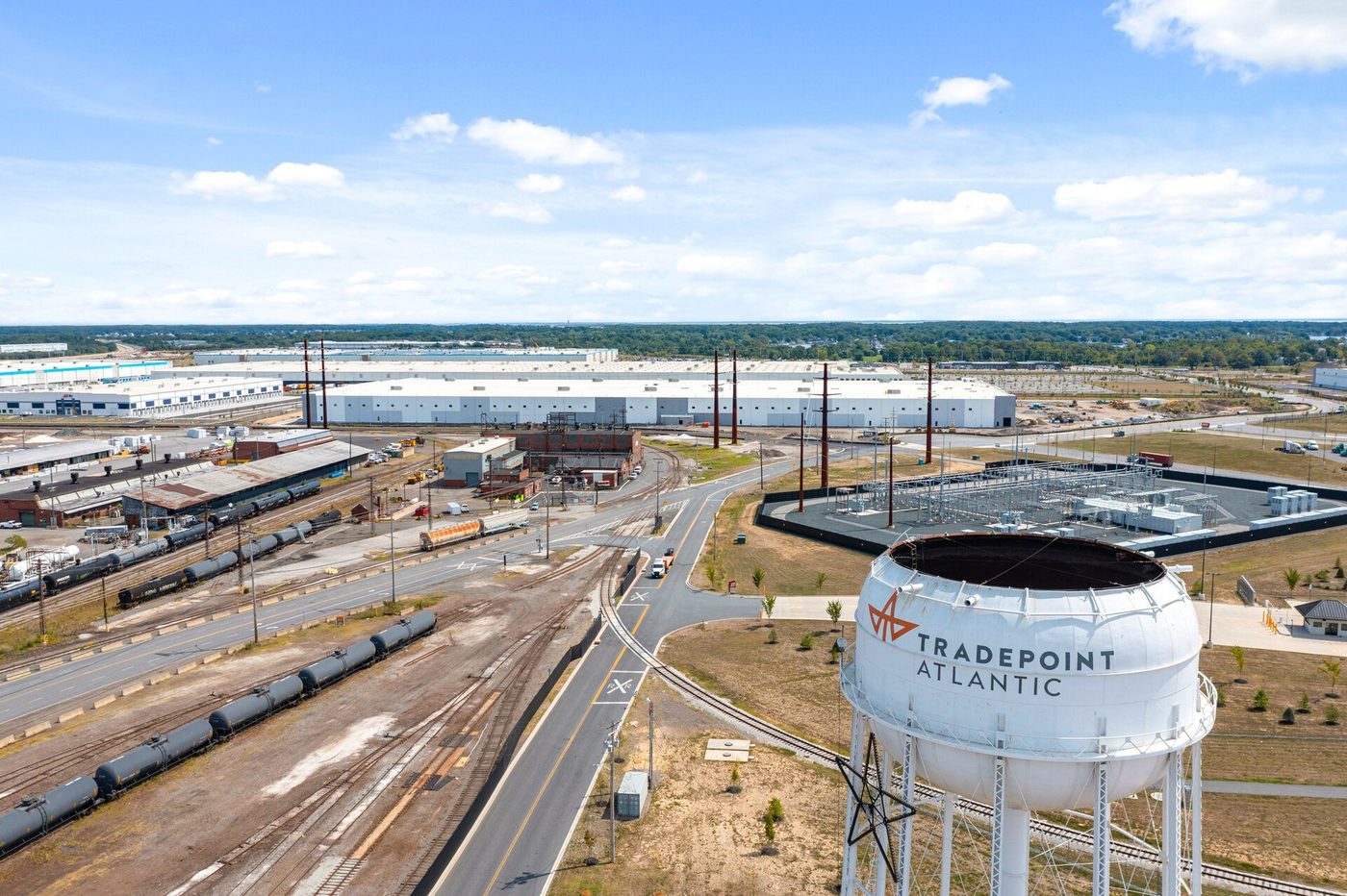 Aerial view of Tradepoint Atlantic on Sparrows Point in Baltimore County, Maryland, in 2023