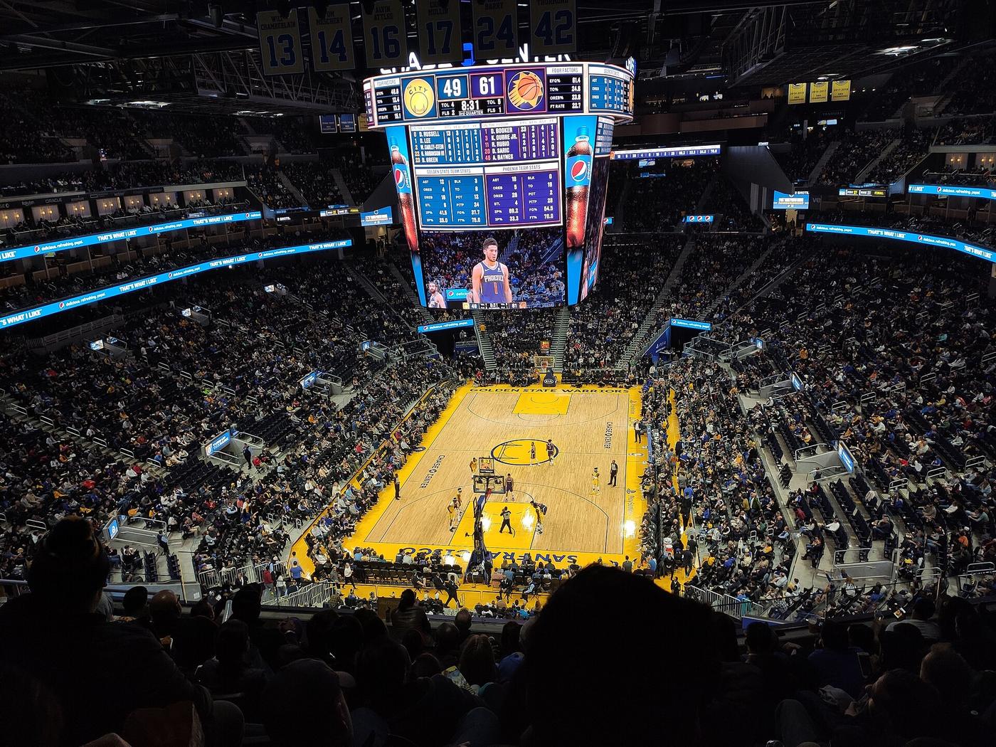 Inside Chase Center, home of the Golden State Warriors, in San Francisco during a game