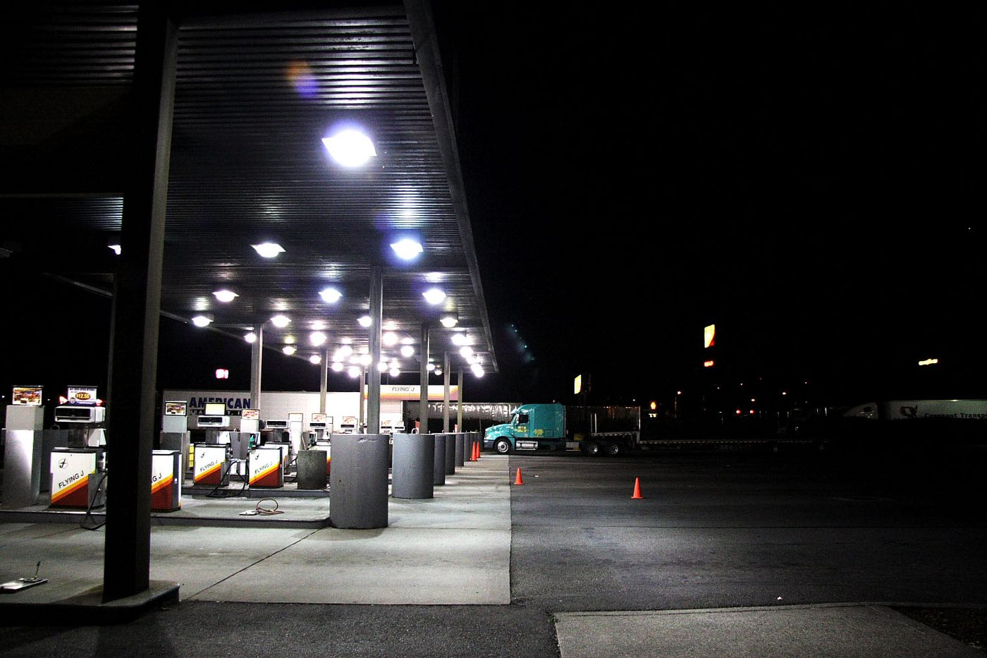 Diesel pumps at a Flying J truck stop