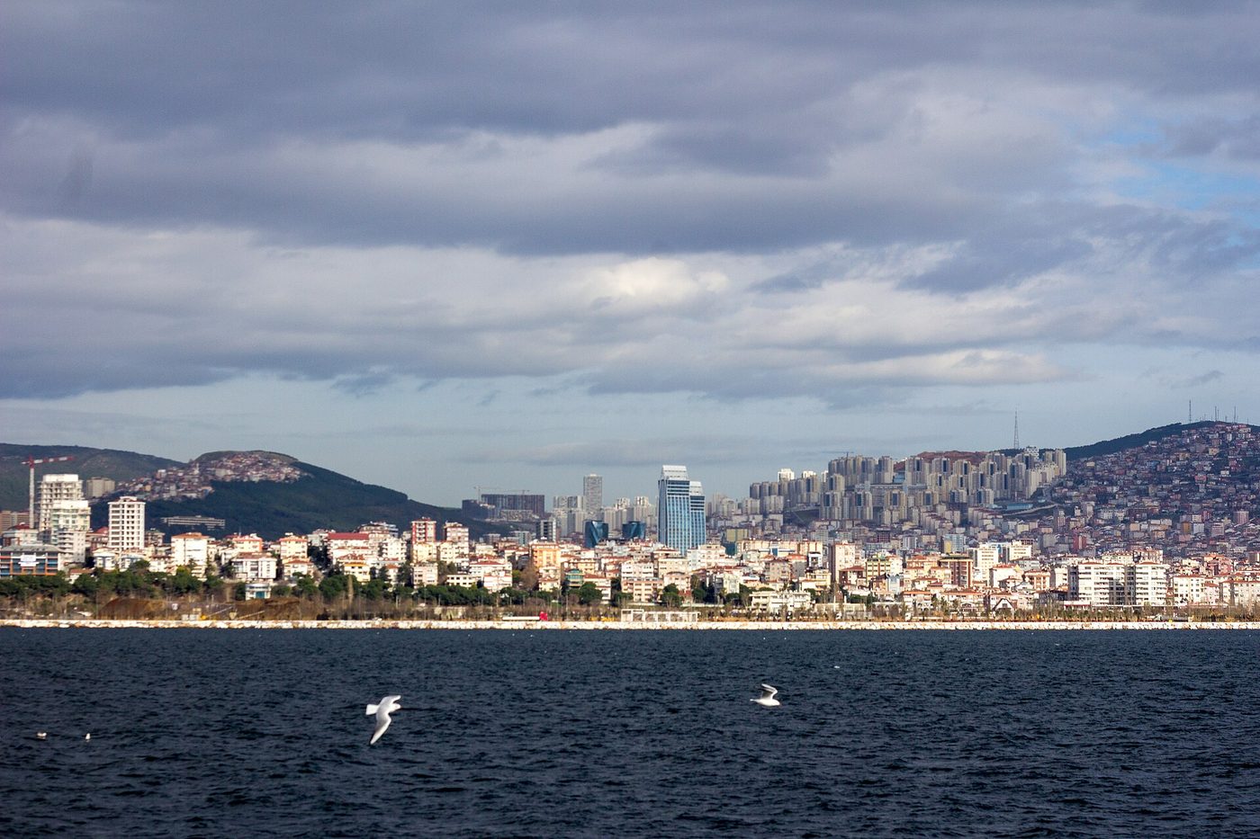 Apartment buildings in Istanbul's Maltepe district, seen from the water in January 2014