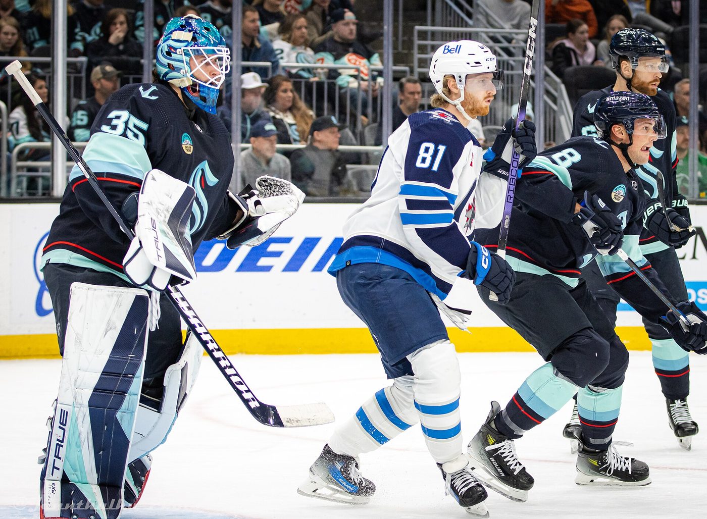 The Winnipeg Jets play the Seattle Kraken in Seattle on March 8, 2024