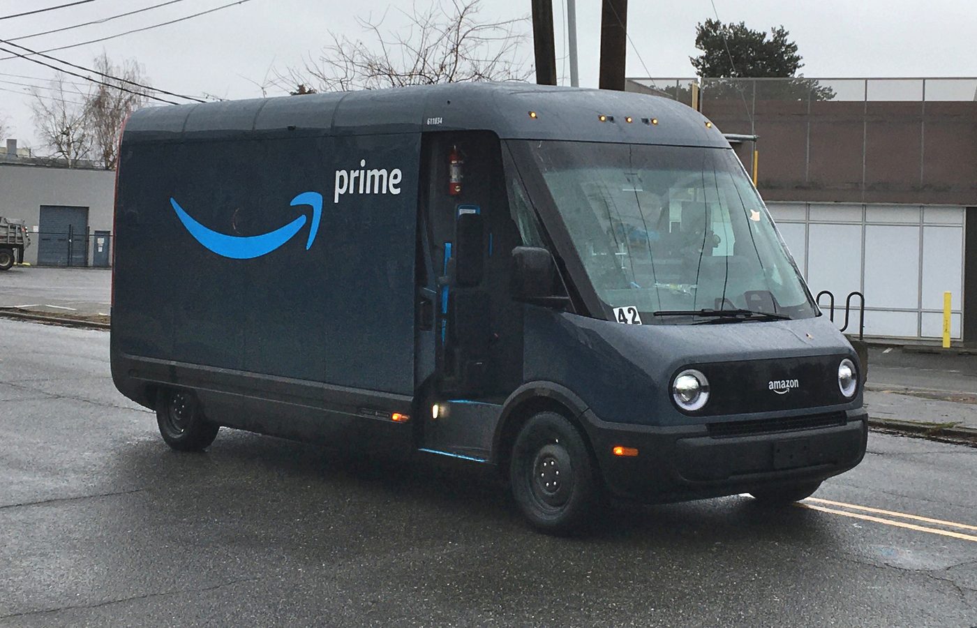 A Rivian electric delivery van operated by Amazon