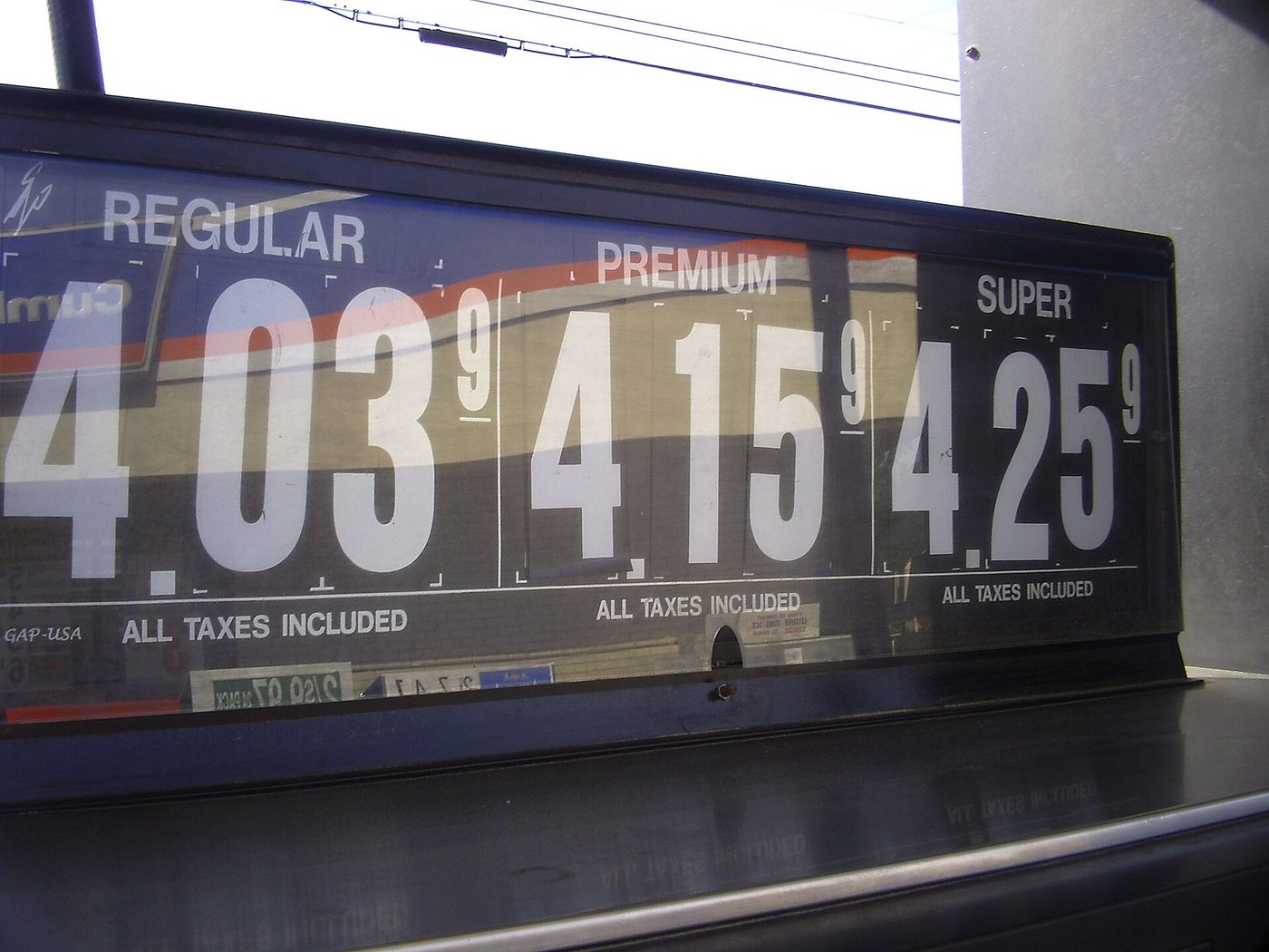 A Cumberland Farms gas price sign in Lewiston, Maine
