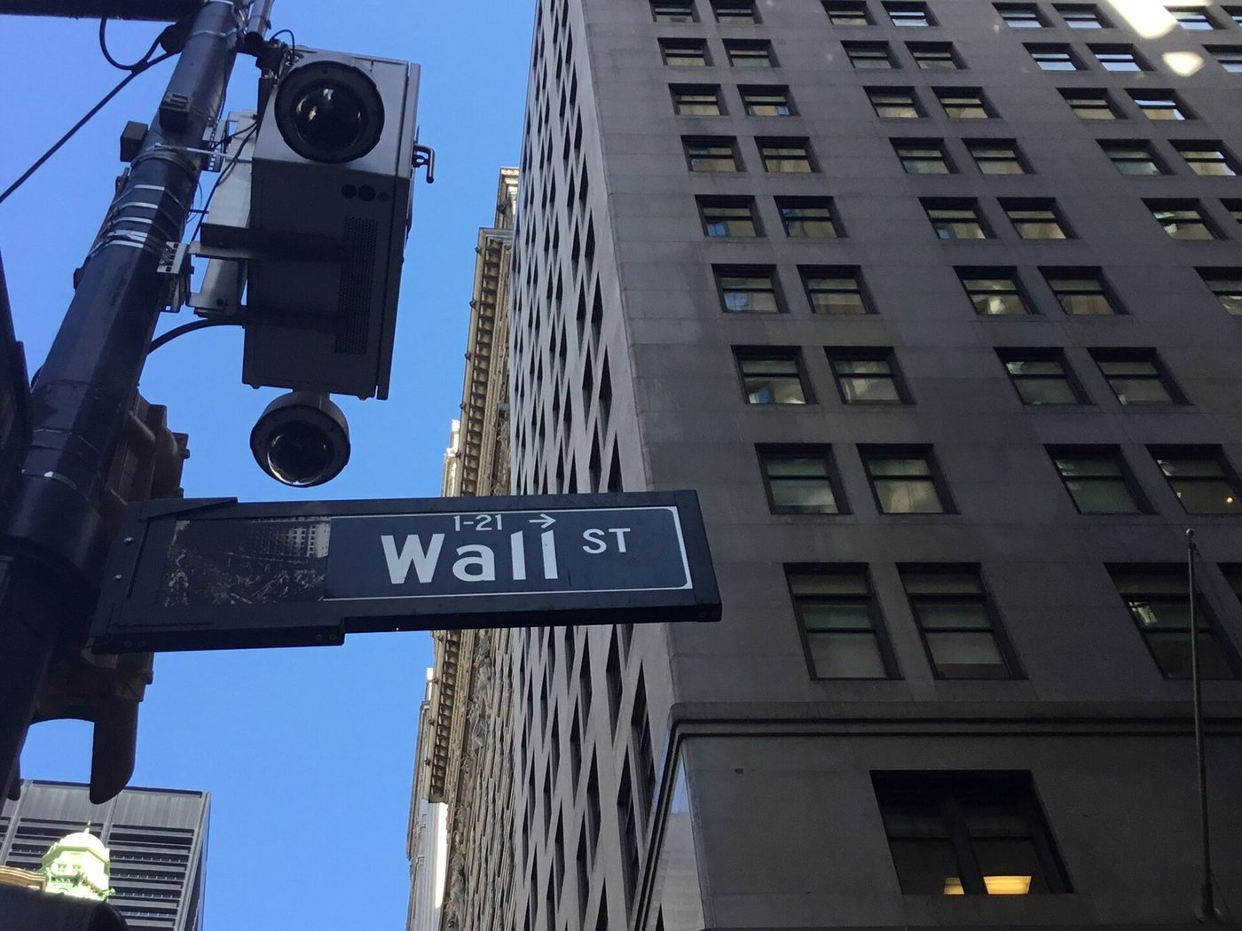 A Wall Street street sign in New York's Financial District