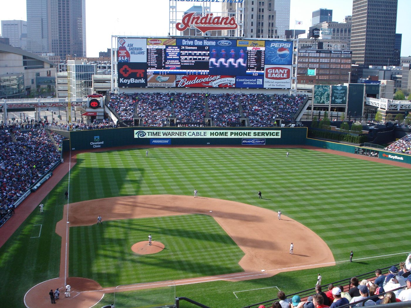 Progressive Field, the Cleveland ballpark, during a game in 2008
