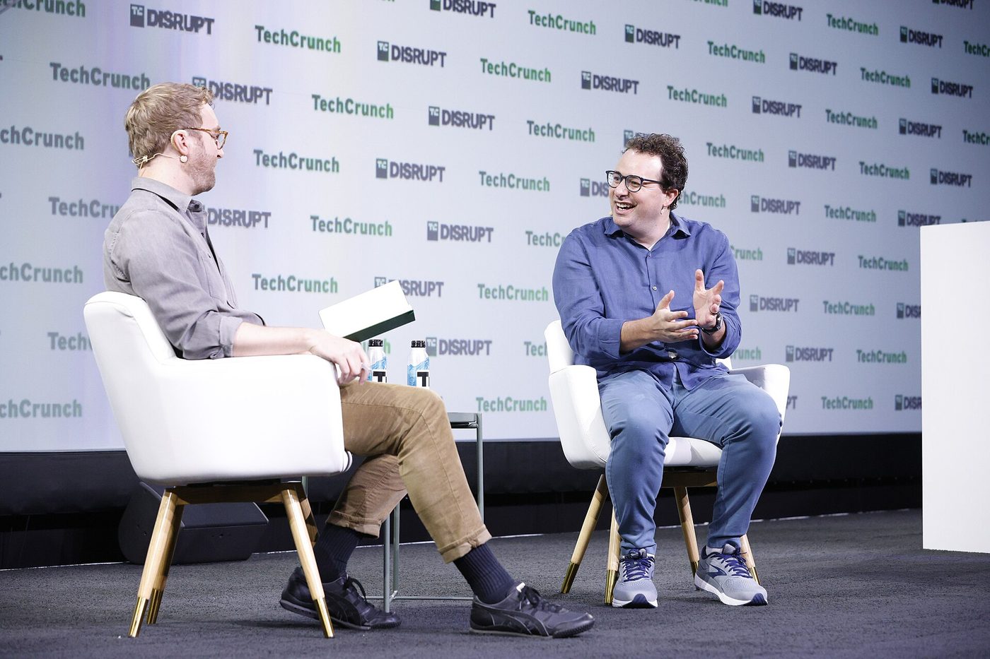 Anthropic CEO Dario Amodei speaks on stage at TechCrunch Disrupt 2023